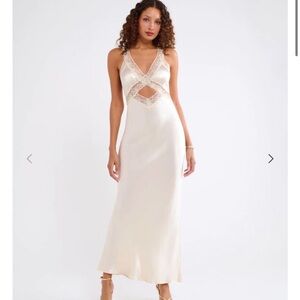 Rumored Cream Lace Detail Maxi Dress